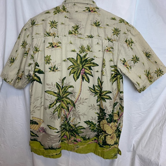 Presence Hawaiian Shirt Sz M Palm Hibiscus Cotton - Picture 7 of 8